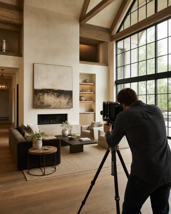 Professional photographer composing a luxury interior image. Conceptual imagery — not an active listing.